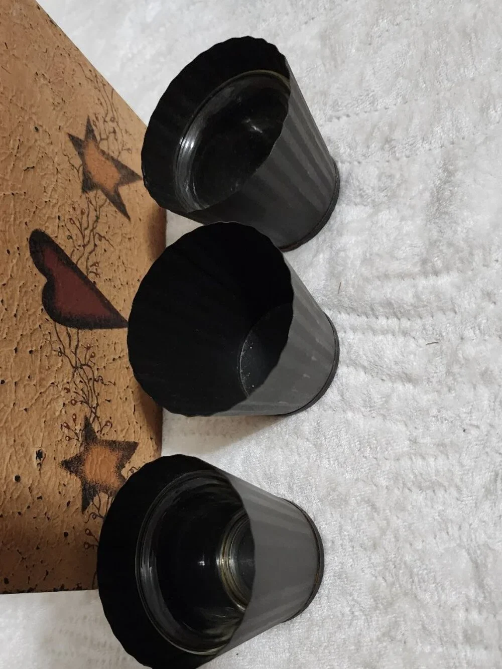 Rustic Farm Candle Holder, 2 Glass Votives, 3 Metal holders
